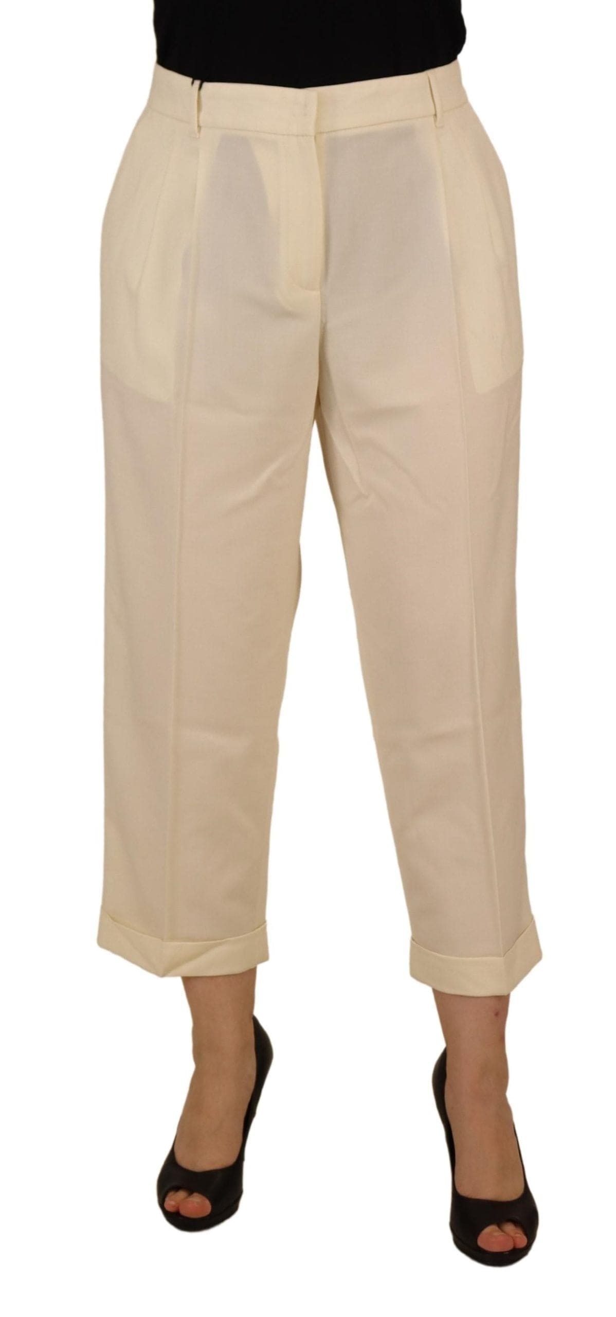 Dolce & Gabbana Elegant Ivory High-Waist Wool Pants