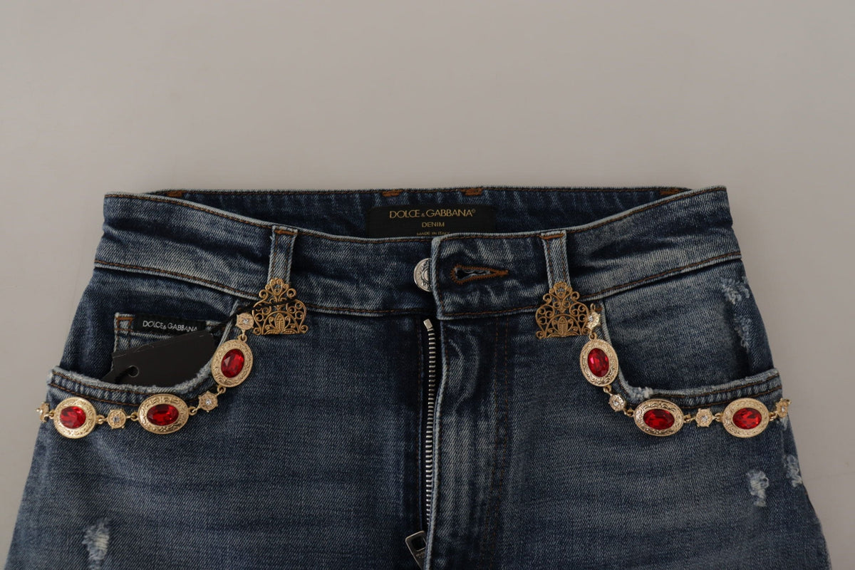 Jean skinny taille haute Dolce &amp; Gabbana de créateur en bleu