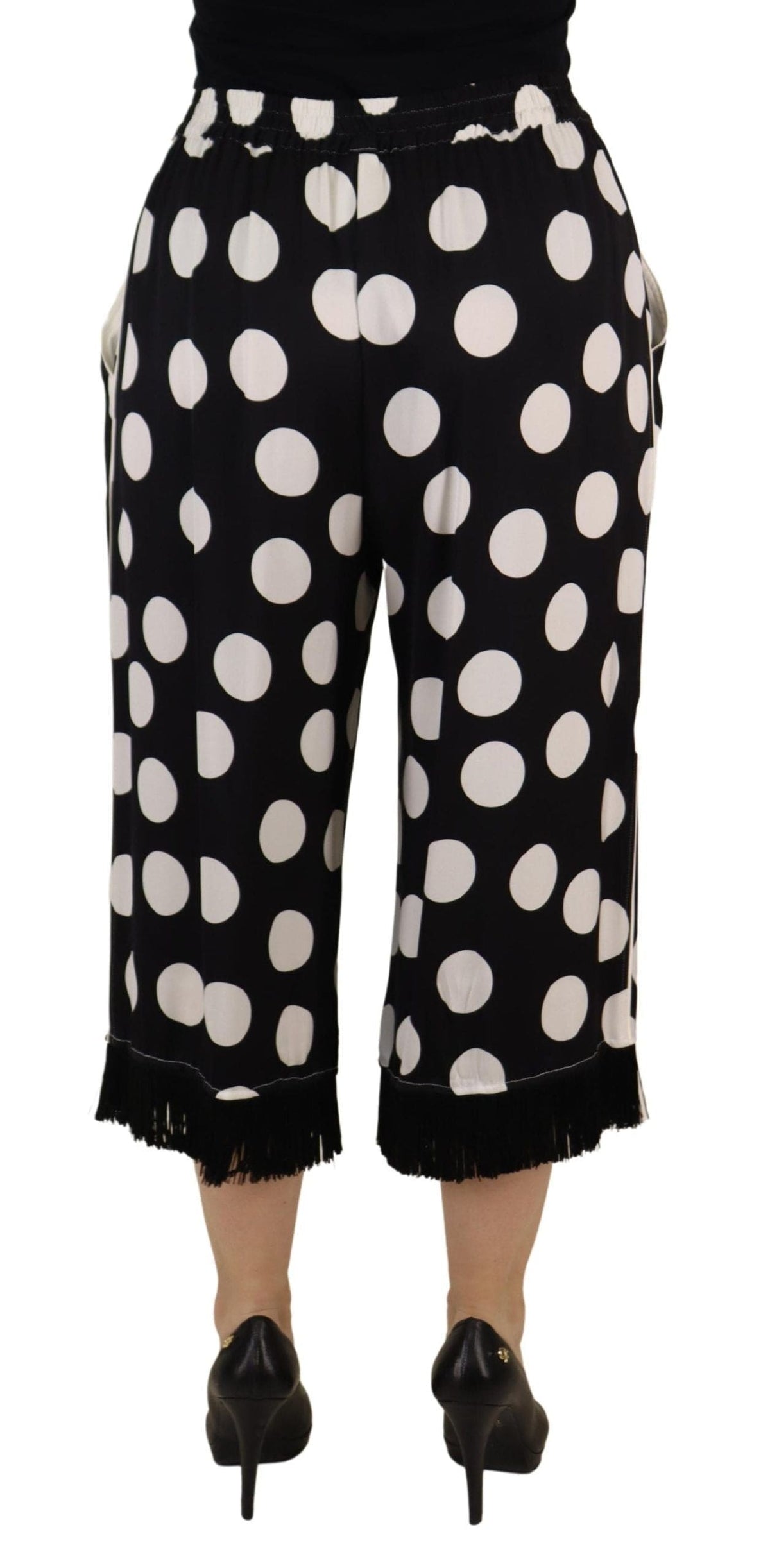 Pantalon taille mi-haute en soie à pois Dolce &amp; Gabbana