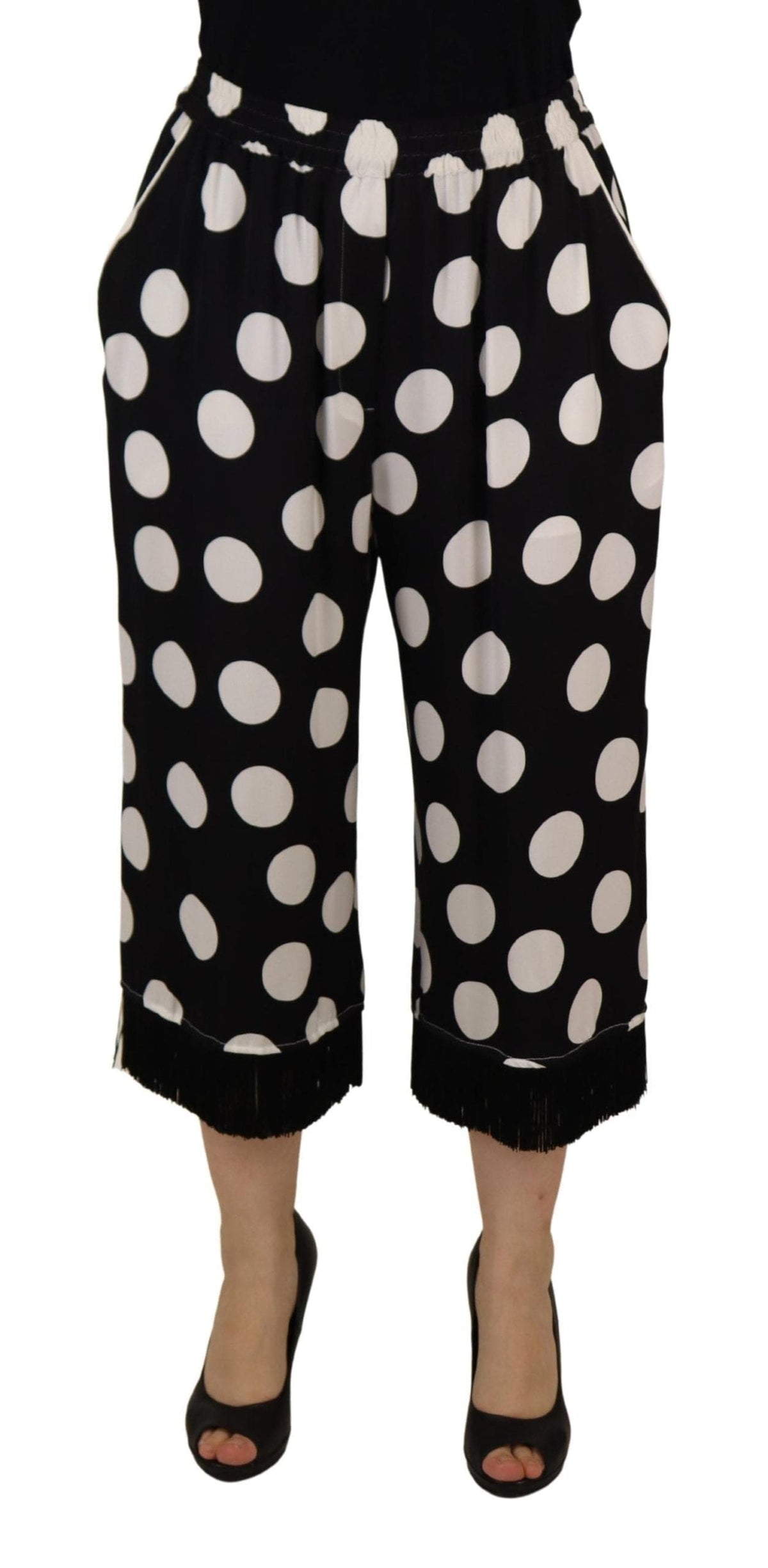 Pantalon taille mi-haute en soie à pois Dolce &amp; Gabbana