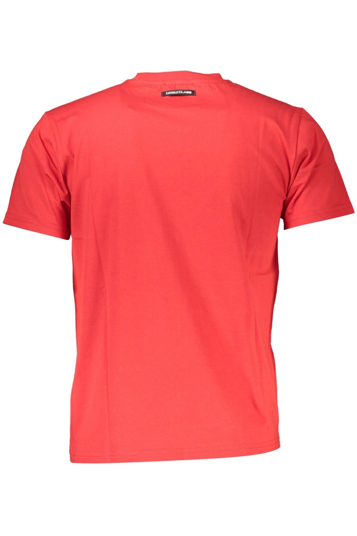 T-shirt en coton rouge à col rond et imprimé signature Cavalli Class Chic