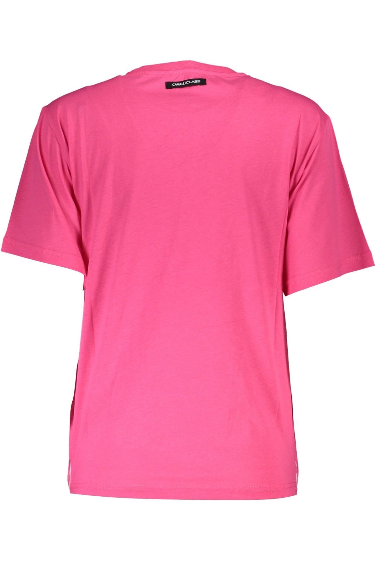 T-shirt élégant en coton rose avec imprimé signature Cavalli Class