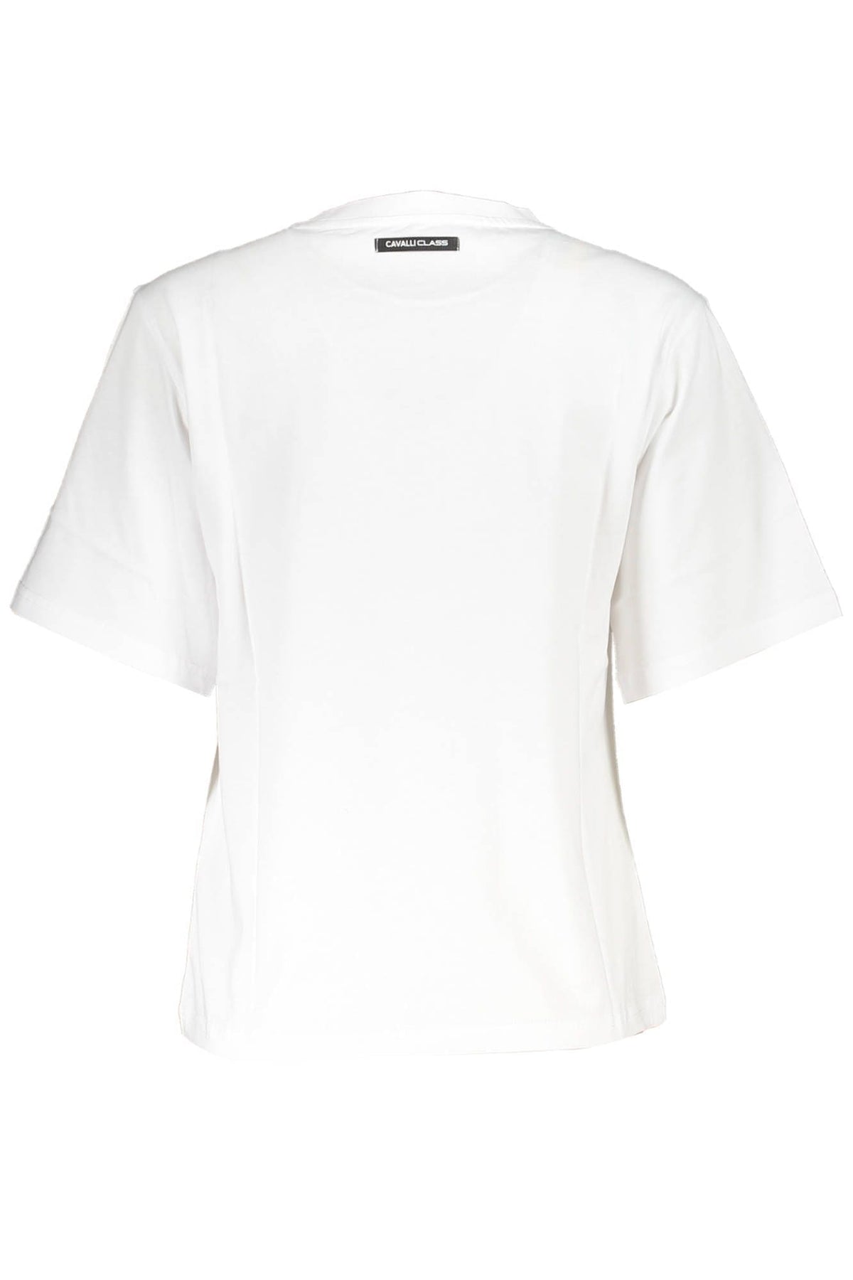 T-shirt en coton blanc imprimé Cavalli Class Chic avec une touche de créateur