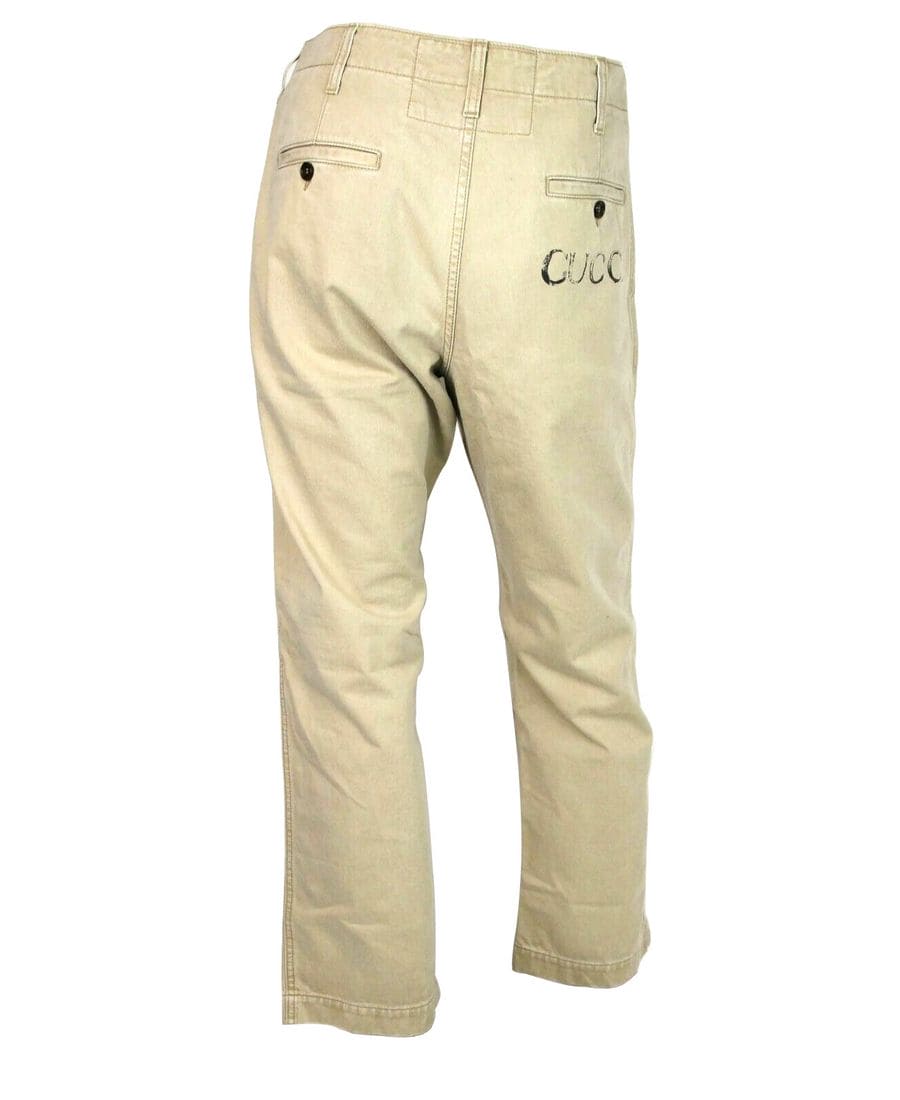 Pantalon en coton délavé marron clair imprimé Gucci