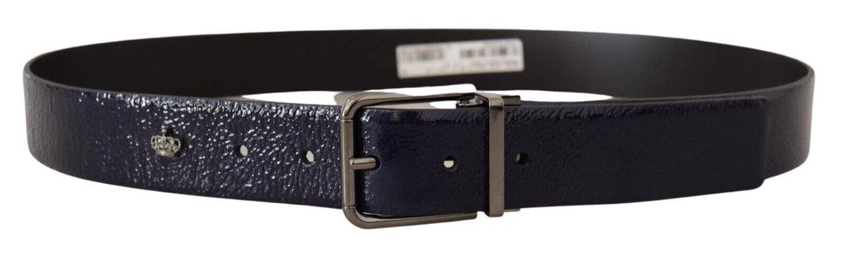 Ceinture élégante en cuir bleu Dolce &amp; Gabbana avec boucle argentée