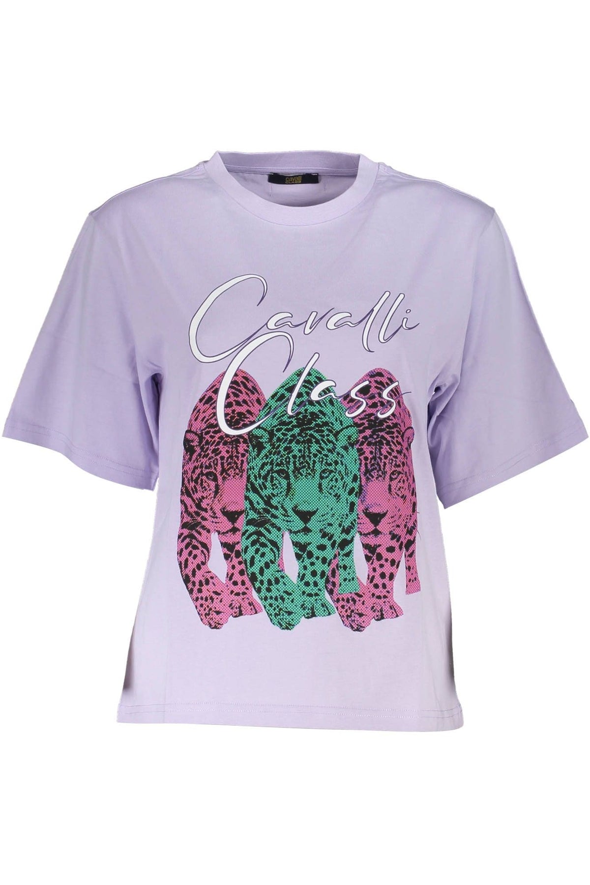 T-shirt slim violet élégant Cavalli Class avec imprimé chic