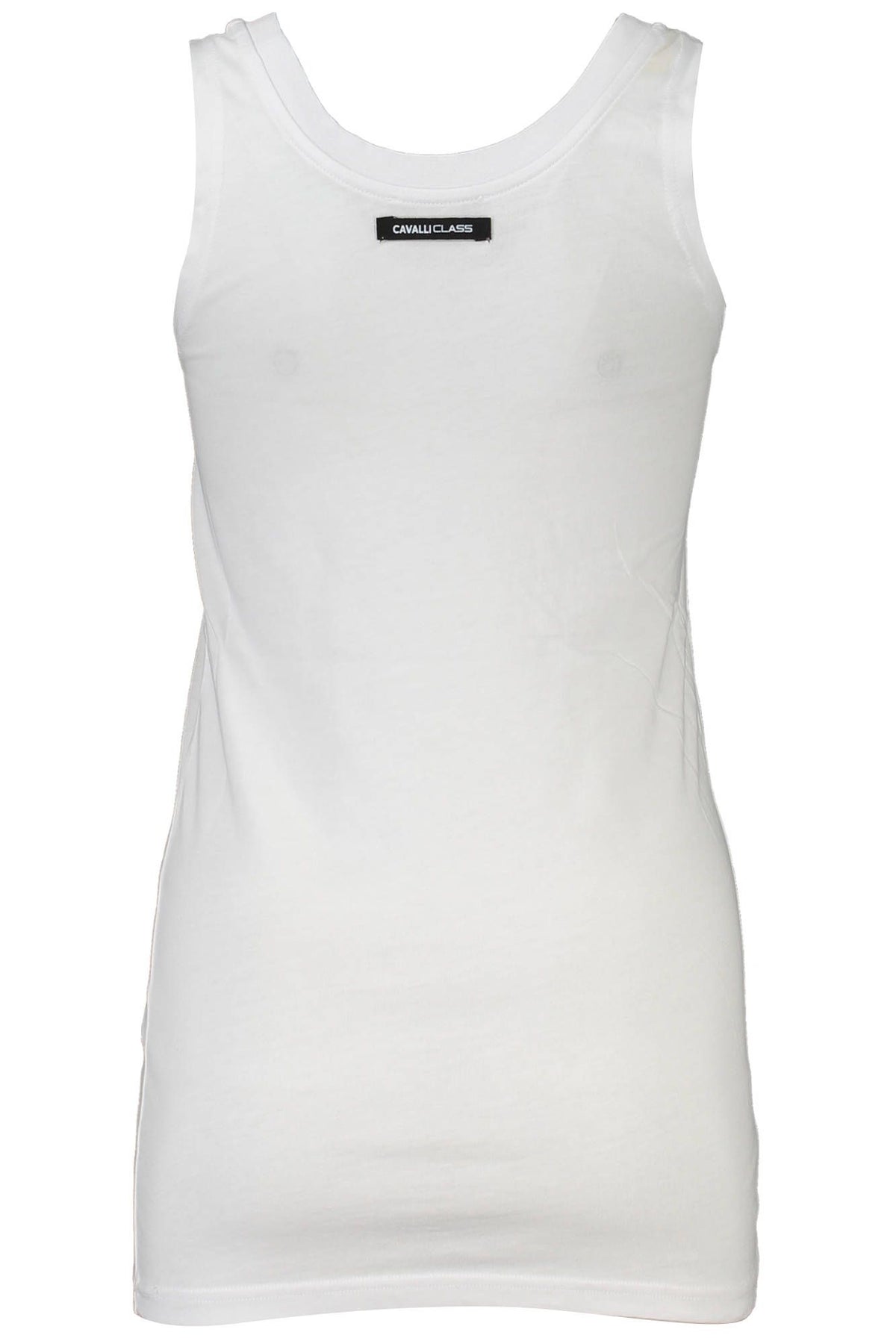 Cavalli Class Chic White Cotton Tank Top with Iconic Print