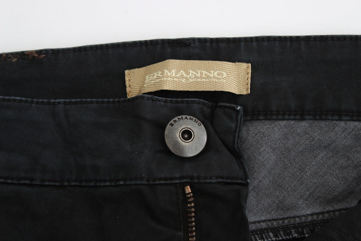 Ermanno Scervino Elegantes jeans negros de diseño con pierna delgada