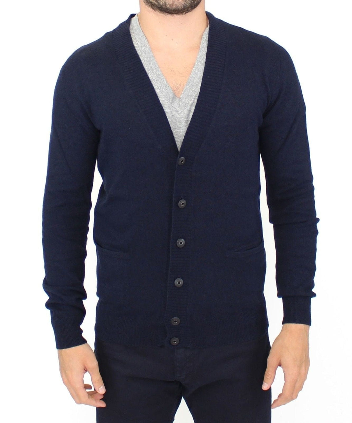 Ermanno Scervino Pull cardigan chic en laine mélangée bleue