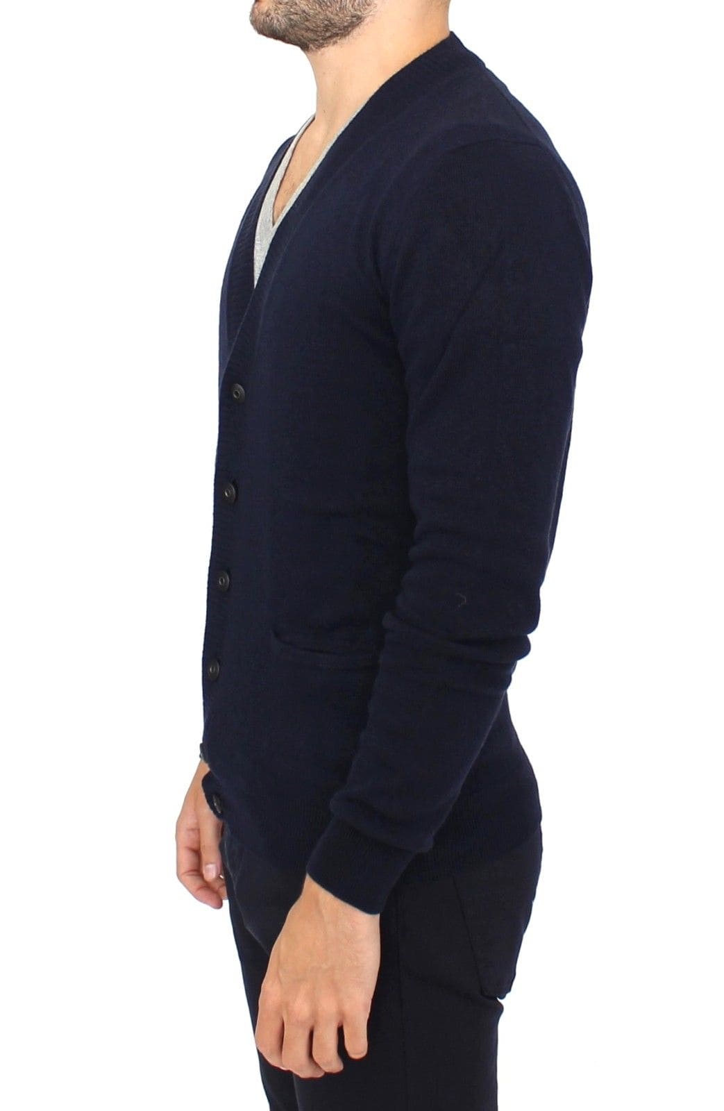 Ermanno Scervino Pull cardigan chic en laine mélangée bleue