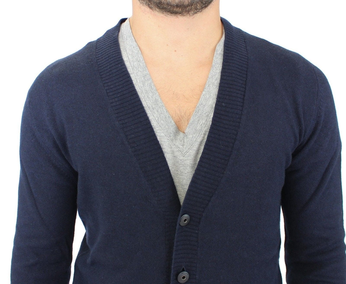 Ermanno Scervino Pull cardigan chic en laine mélangée bleue