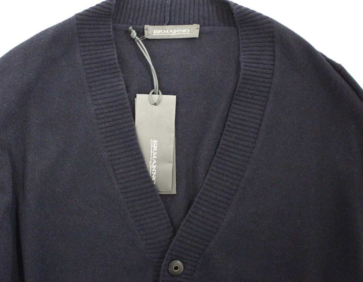 Ermanno Scervino Pull cardigan chic en laine mélangée bleue