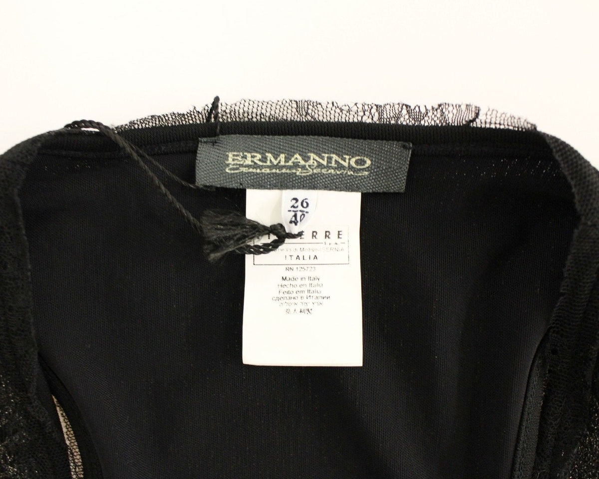 Ermanno Scervino Mini-robe noire en nylon avec détails en dentelle