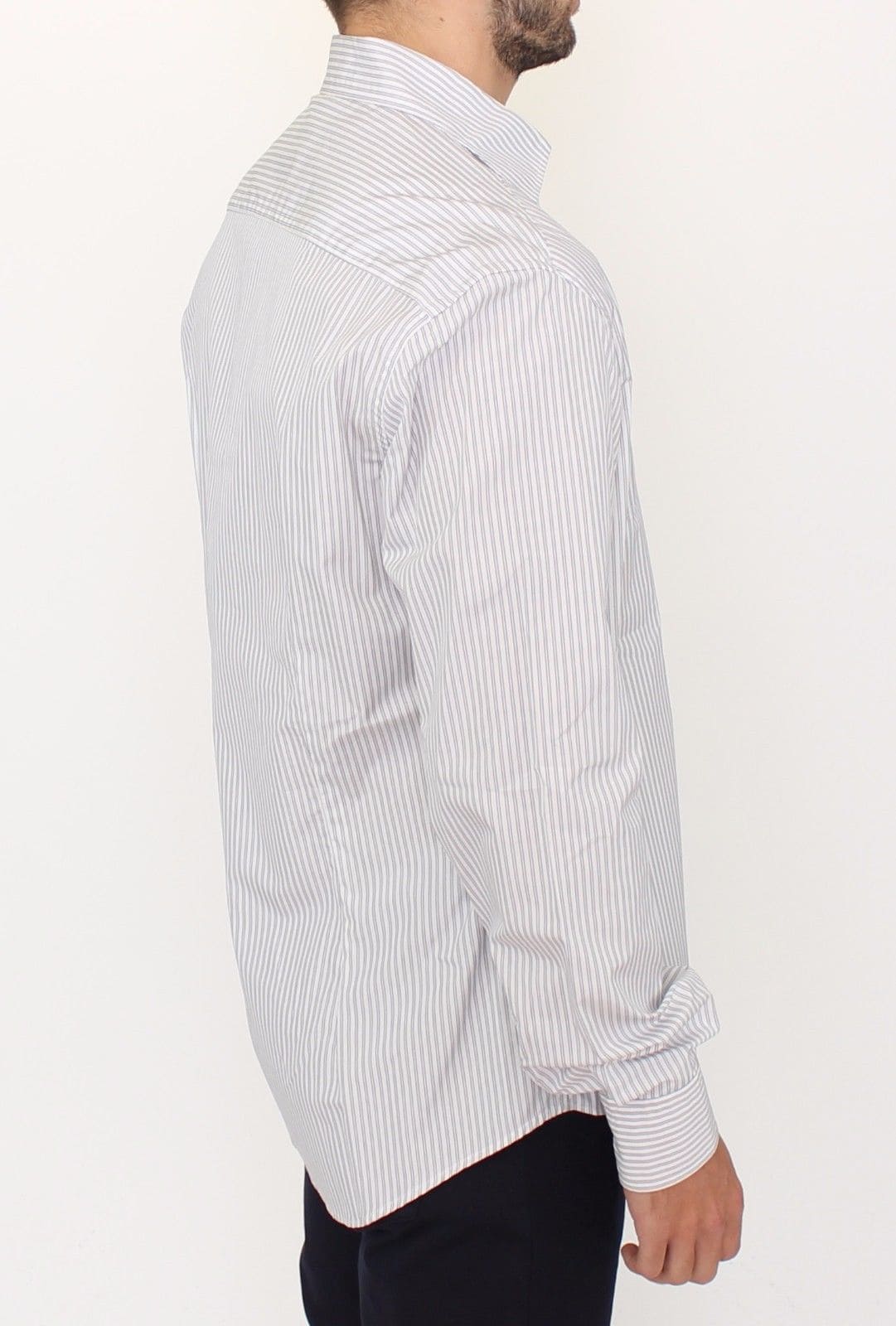 Chemise élégante en coton rayé blanc et gris Ermanno Scervino