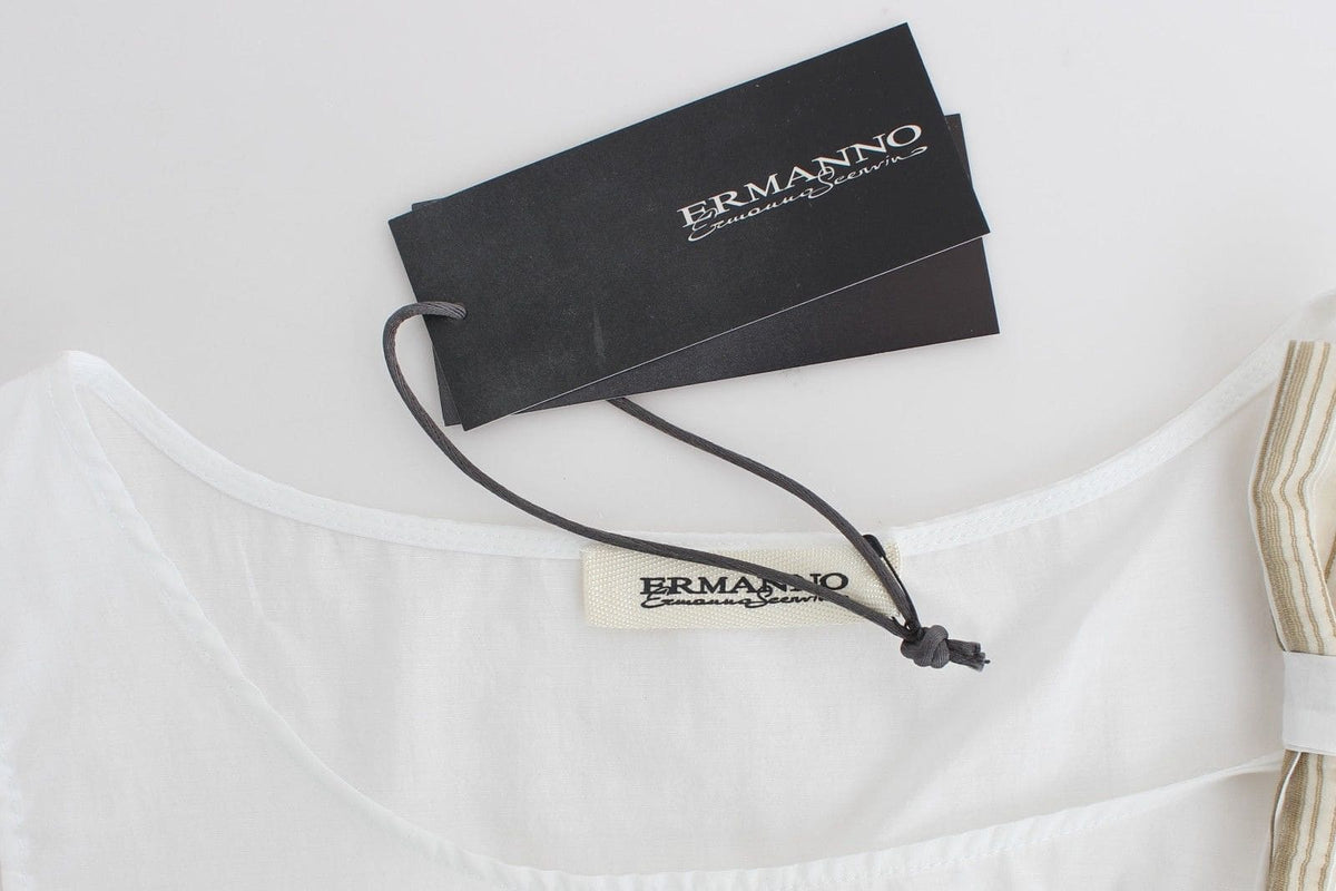 Blusa elegante sin mangas con detalle de lazo blanco de Ermanno Scervino