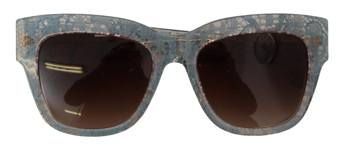 Gafas de sol elegantes con detalle de encaje en tonos azules de Dolce &amp; Gabbana