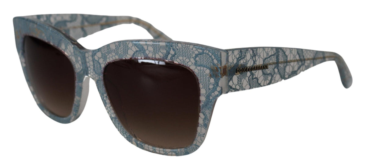 Gafas de sol elegantes con detalle de encaje en tonos azules de Dolce &amp; Gabbana