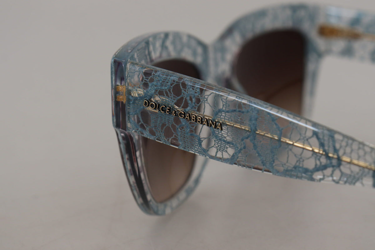 Gafas de sol elegantes con detalle de encaje en tonos azules de Dolce &amp; Gabbana