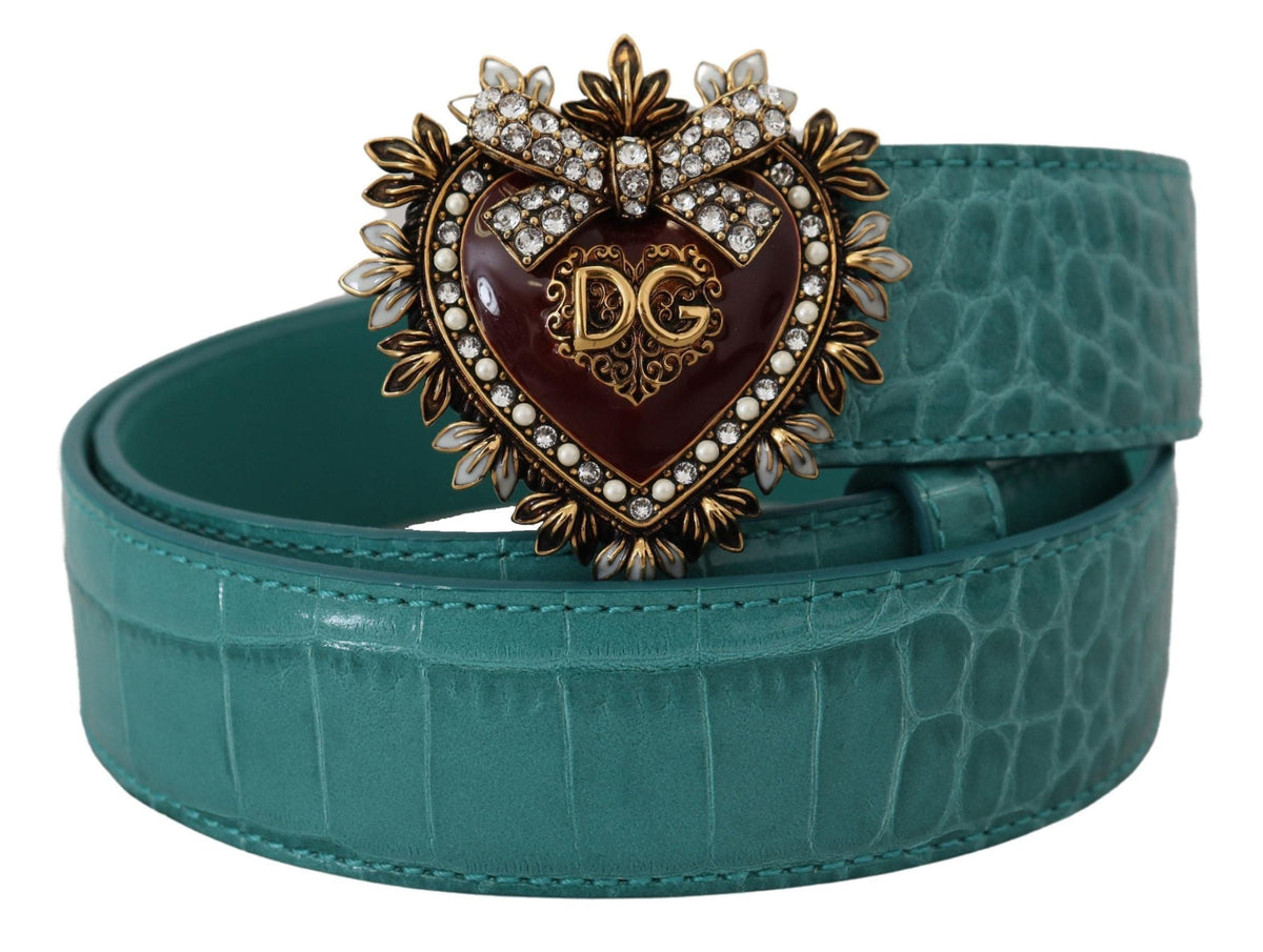 Ceinture élégante en cuir bleu Dolce &amp; Gabbana avec boucle dorée