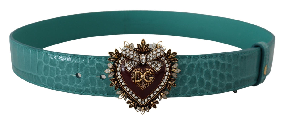 Ceinture élégante en cuir bleu Dolce &amp; Gabbana avec boucle dorée