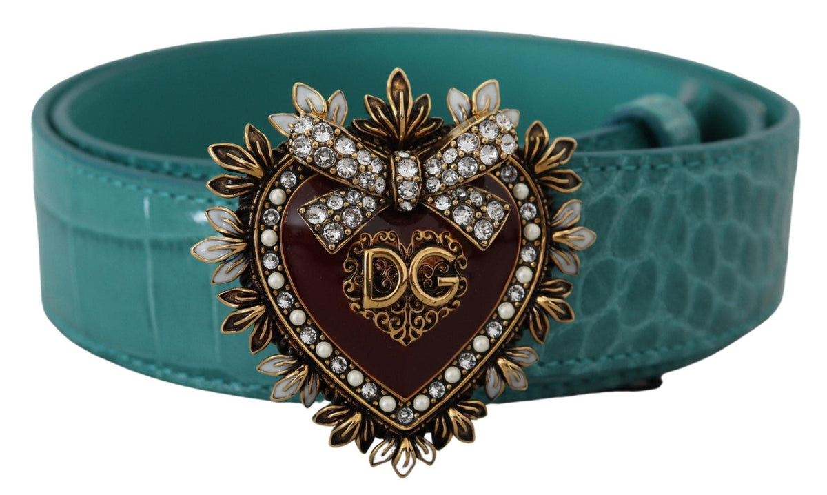 Ceinture élégante en cuir bleu Dolce &amp; Gabbana avec boucle dorée