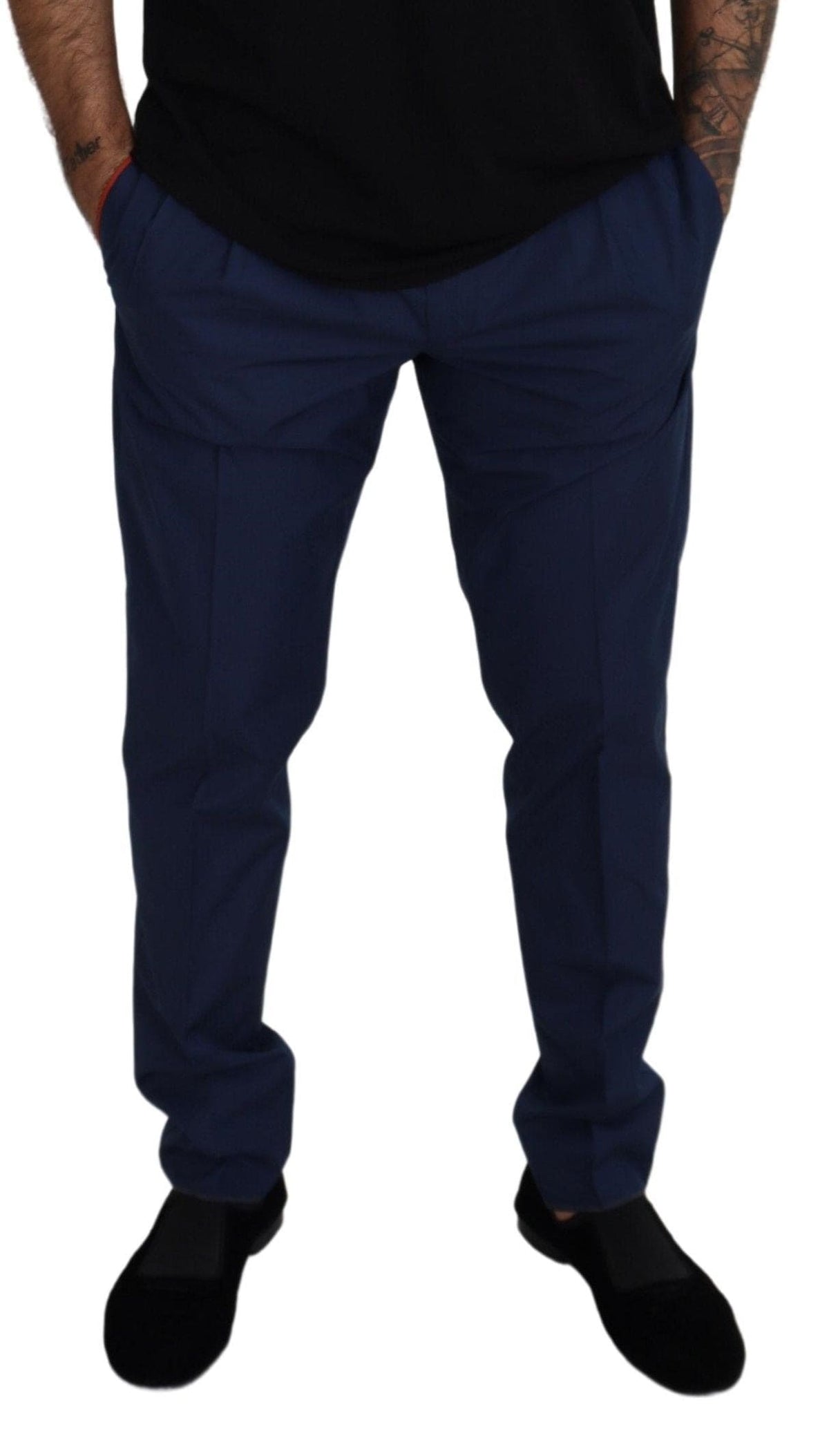 Pantalon chino slim élégant Dolce &amp; Gabbana en mélange de soie bleu