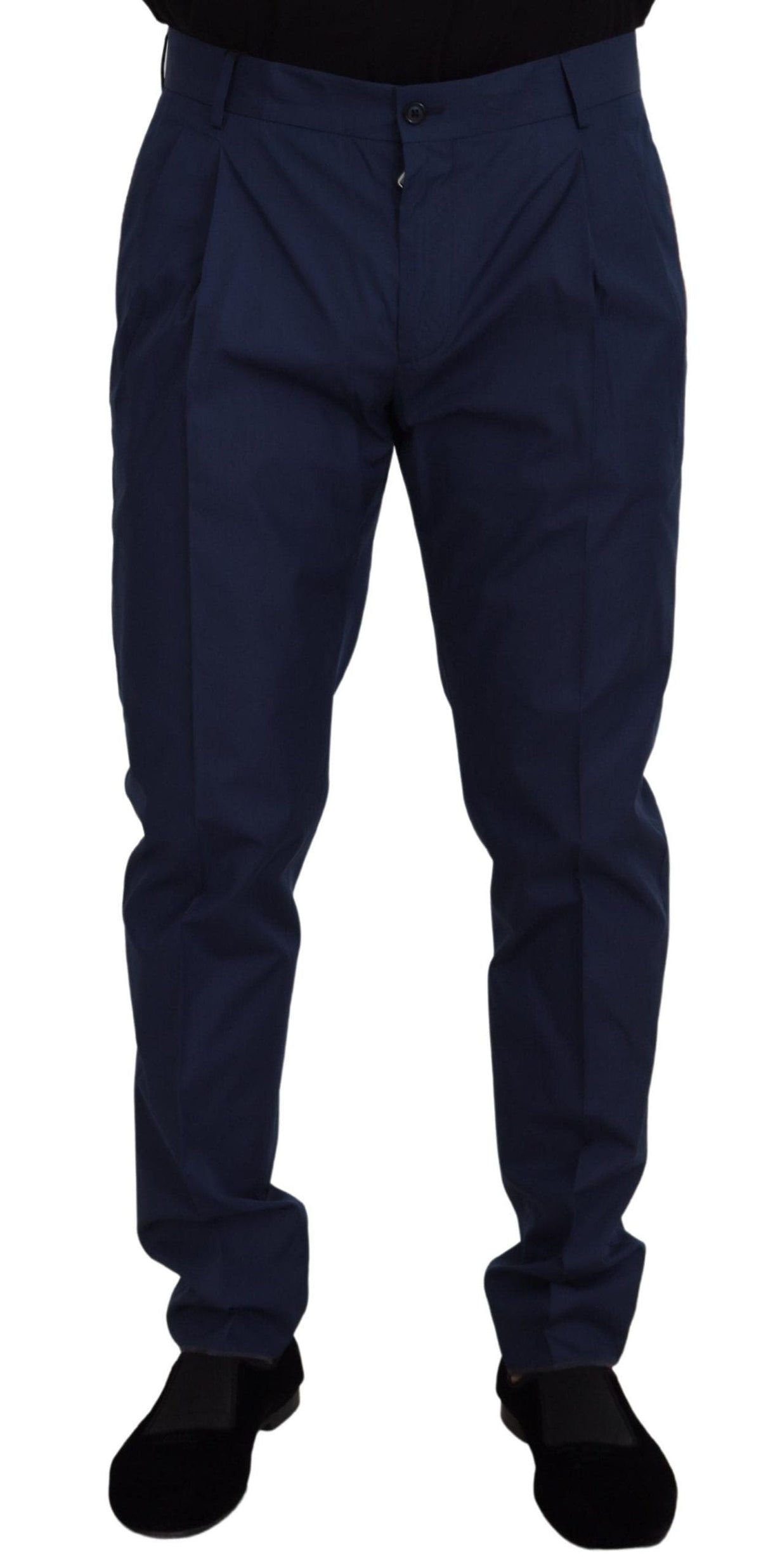 Pantalon chino slim élégant Dolce &amp; Gabbana en mélange de soie bleu