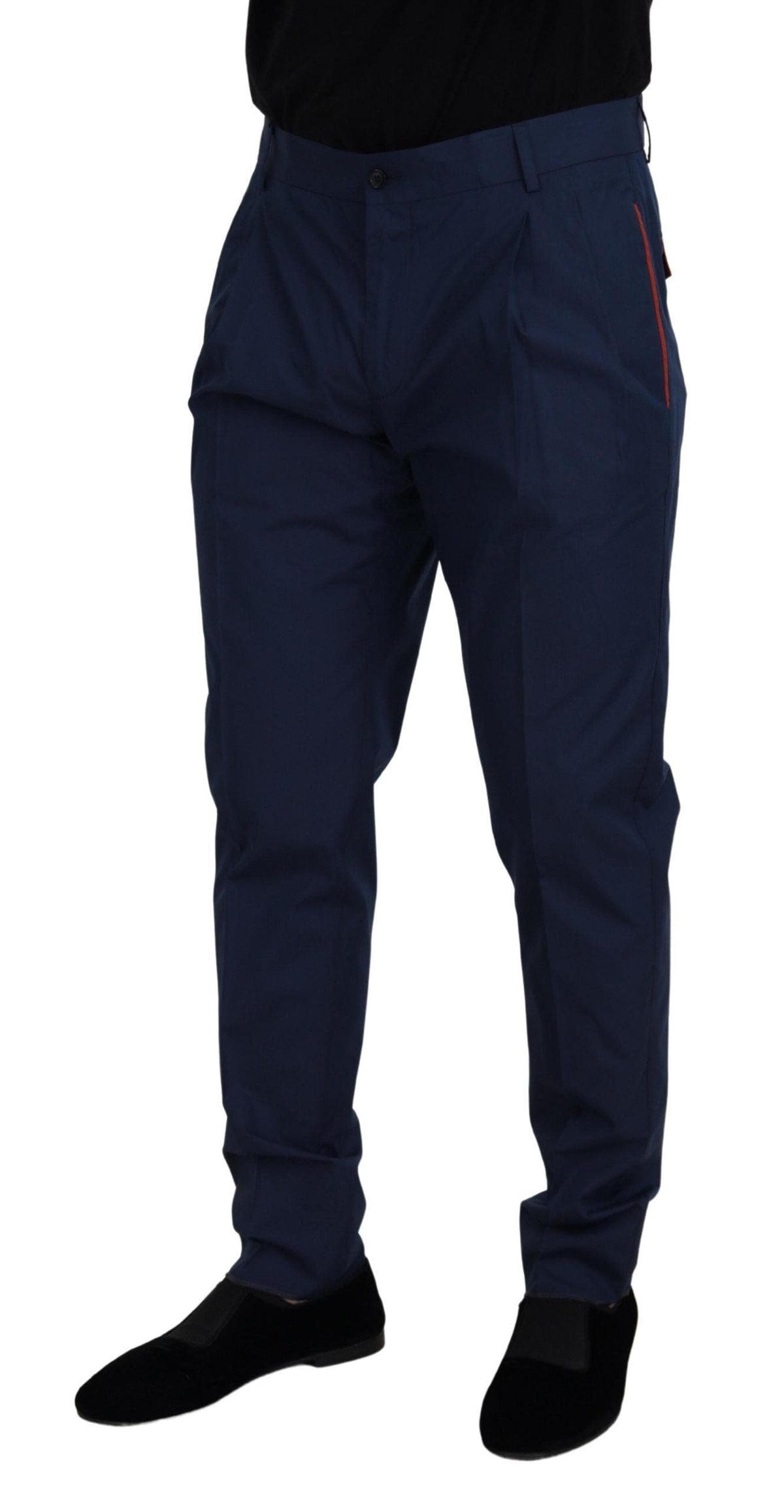 Pantalon chino slim élégant Dolce &amp; Gabbana en mélange de soie bleu