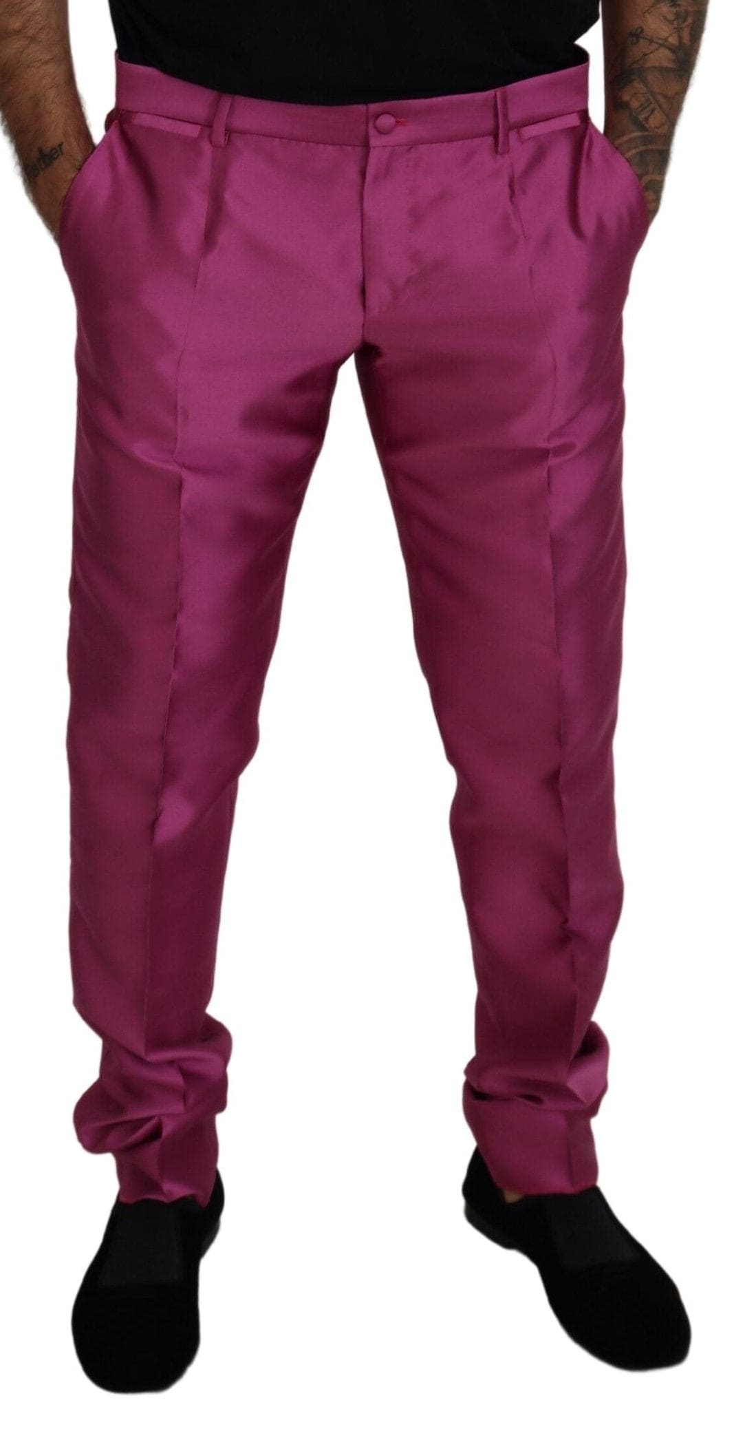 Pantalon habillé slim fit Dolce &amp; Gabbana en rose