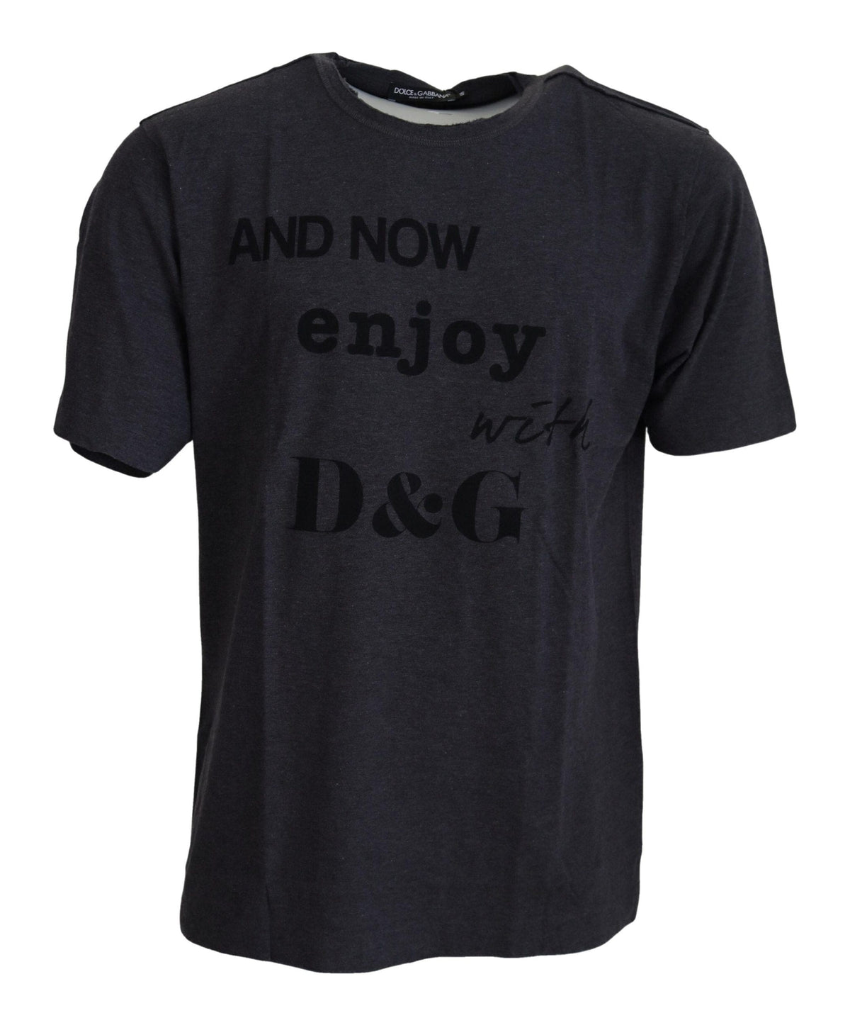 T-shirt ras du cou élégant à motif gris Dolce &amp; Gabbana