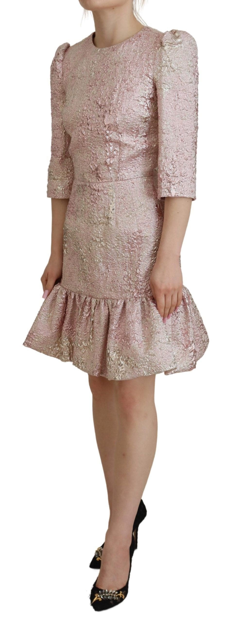 Vestido midi elegante de jacquard rosa de Dolce &amp; Gabbana