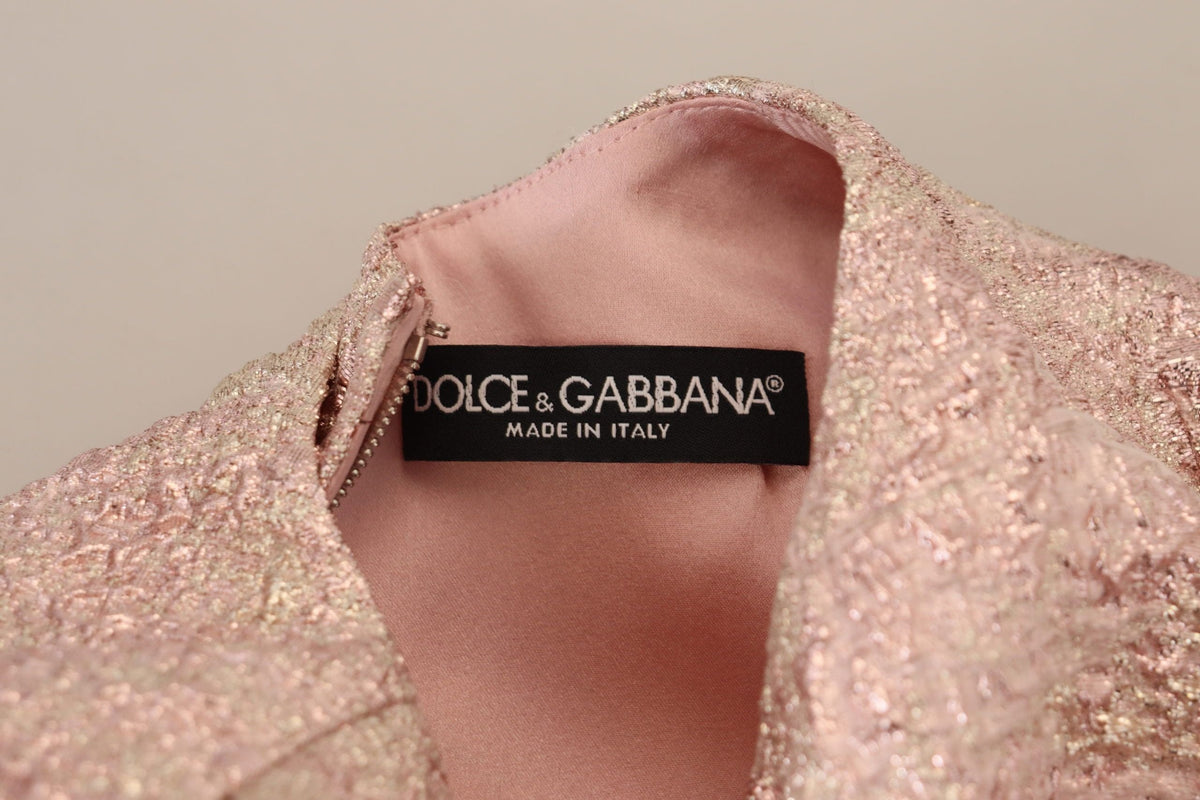 Vestido midi elegante de jacquard rosa de Dolce &amp; Gabbana