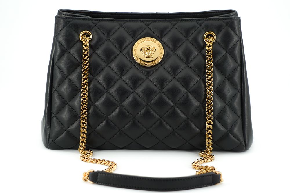 Bolso tote elegante de piel napa acolchada de Versace