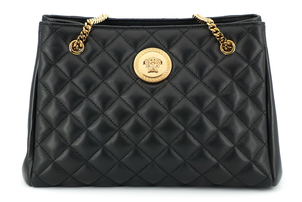 Bolso tote elegante de piel napa acolchada de Versace