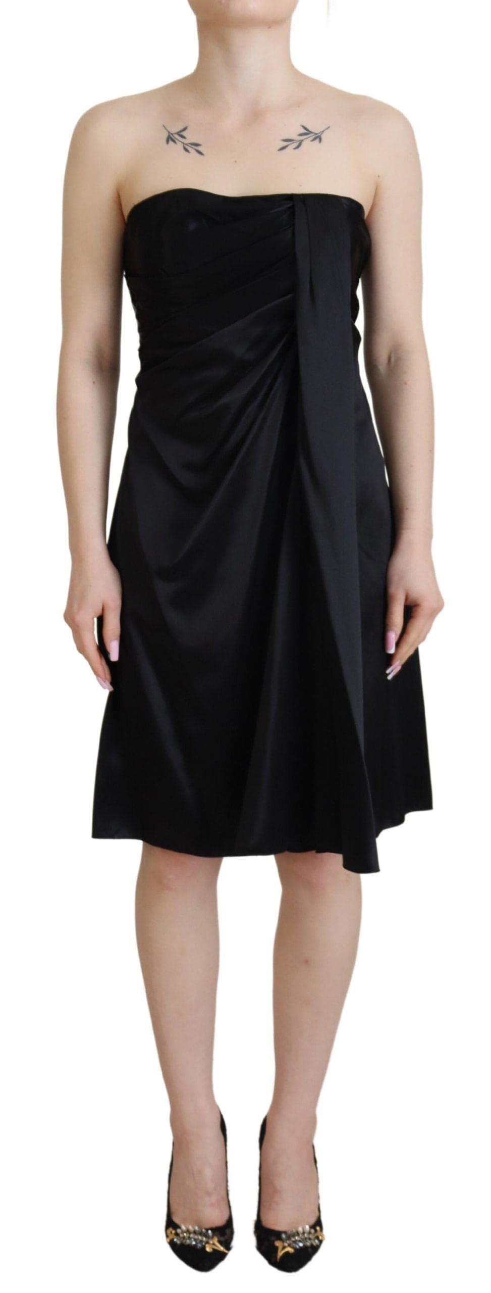 Robe courte sans manches en soie noire élégante Dolce &amp; Gabbana