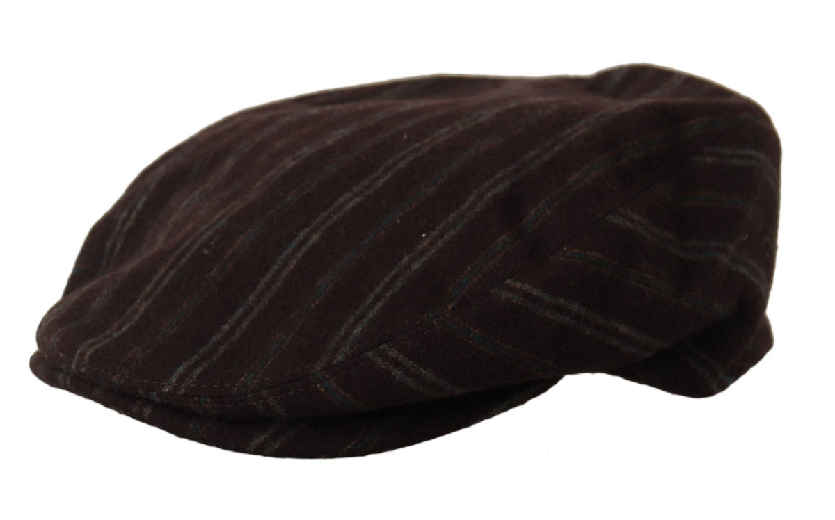 Dolce & Gabbana Elegant Striped Wool Blend Newsboy Cap