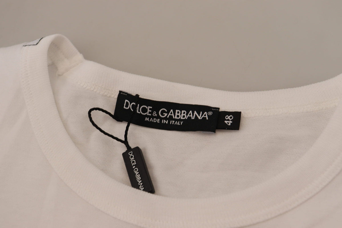 Elegante camiseta de algodón blanca con bolsillo DG en el pecho de Dolce &amp; Gabbana