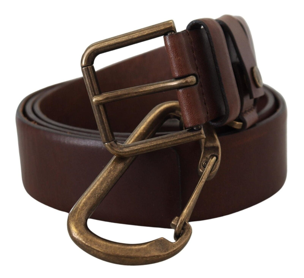 Ceinture élégante en cuir marron avec boucle en métal Dolce &amp; Gabbana