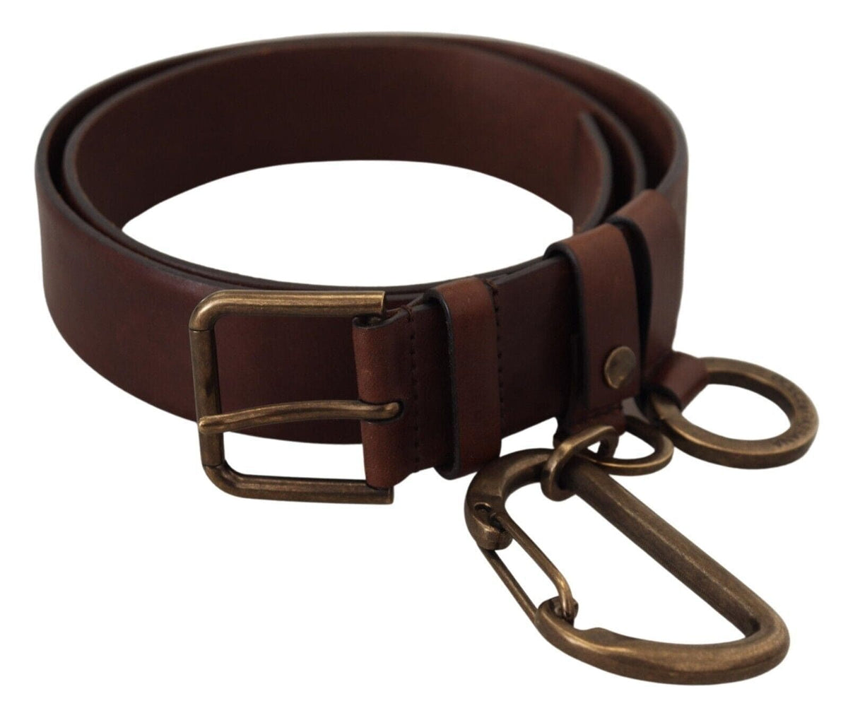 Ceinture élégante en cuir marron avec boucle en métal Dolce &amp; Gabbana