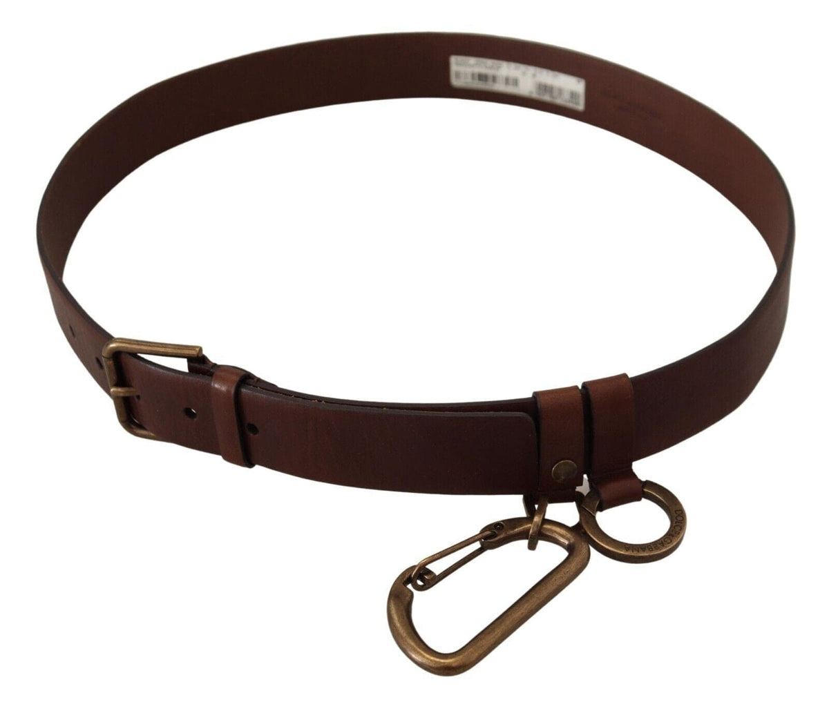 Ceinture élégante en cuir marron avec boucle en métal Dolce &amp; Gabbana