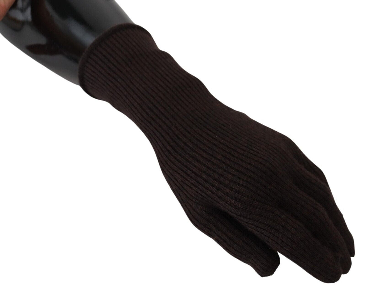 Gants élégants en soie et cachemire marron Dolce &amp; Gabbana