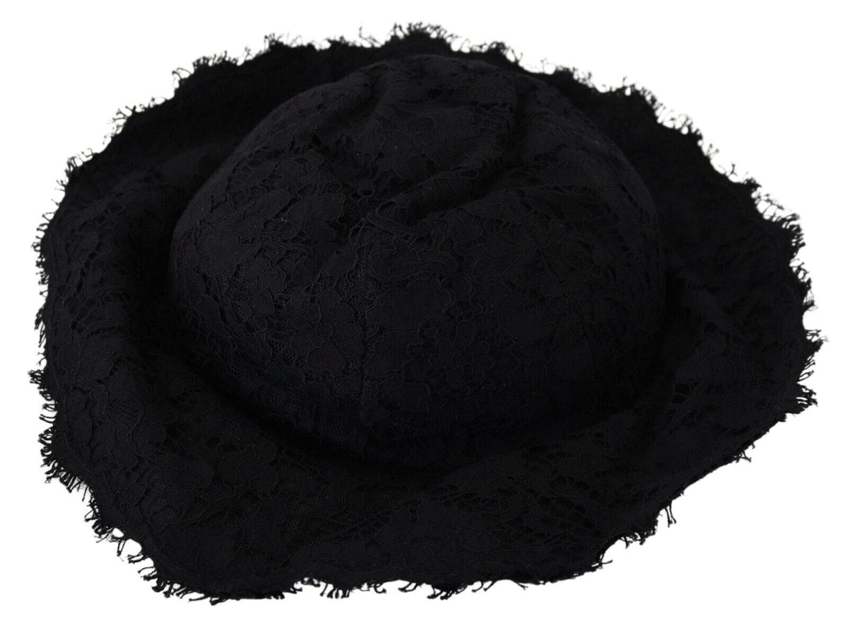 Chapeau de créateur noir élégant Dolce &amp; Gabbana pour le soleil