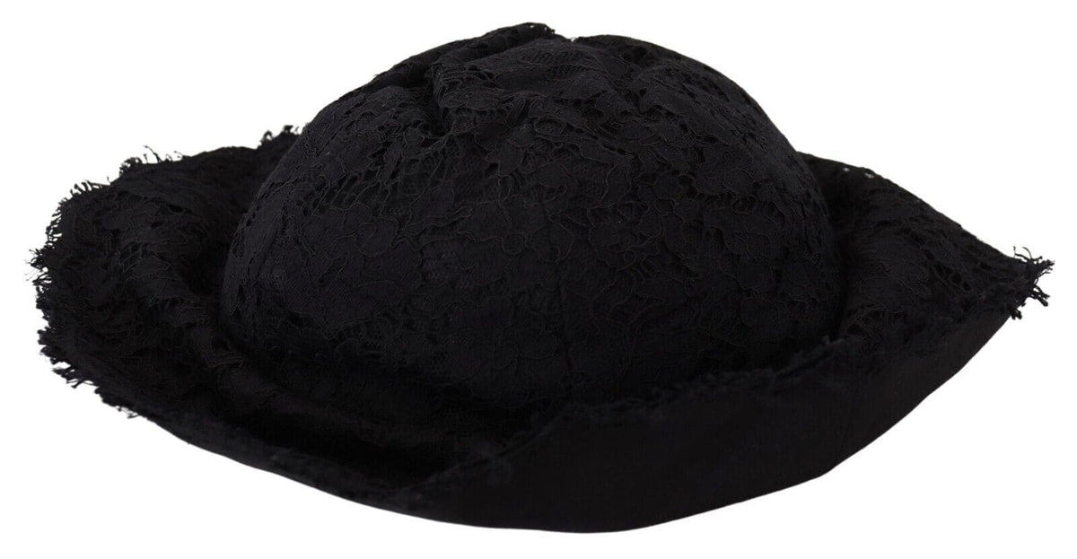 Elegante sombrero de diseño negro para el sol de Dolce &amp; Gabbana