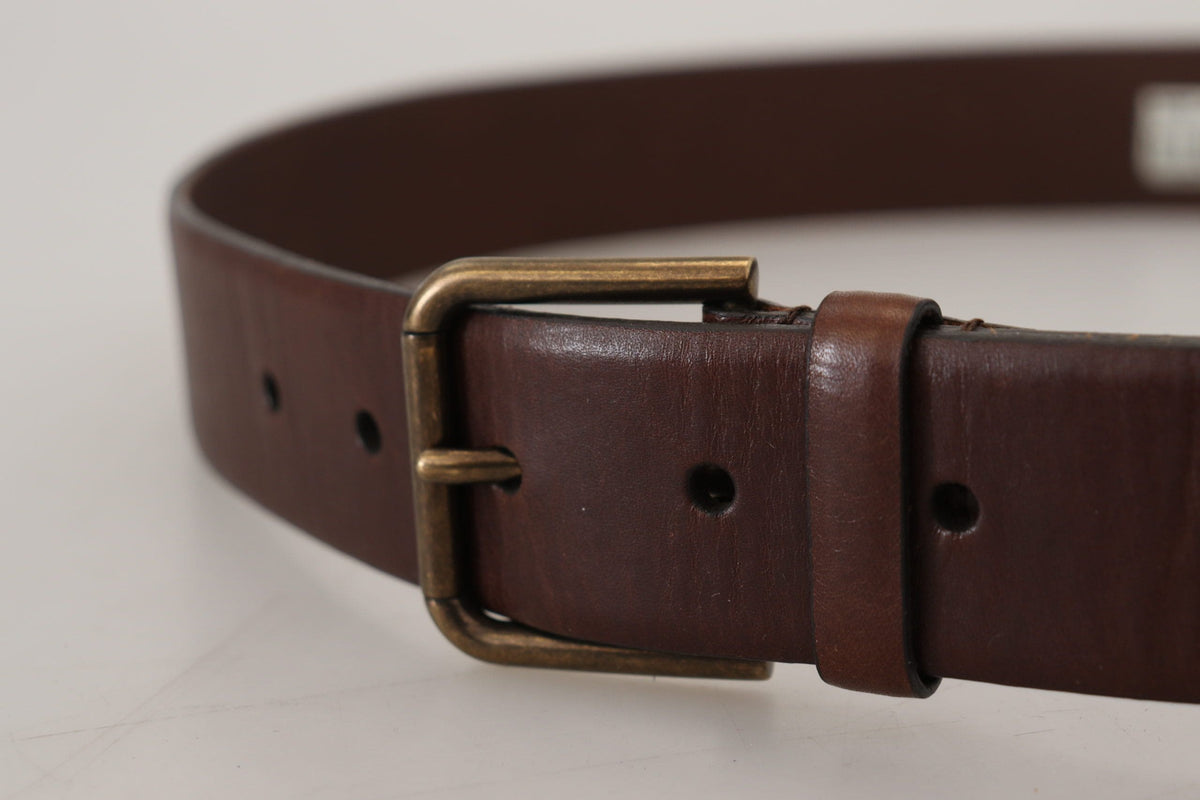 Ceinture élégante en cuir marron avec boucle en métal Dolce &amp; Gabbana