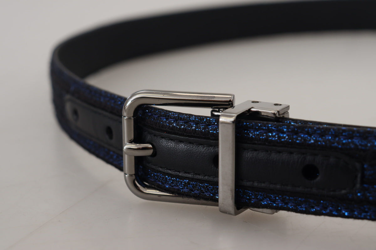 Ceinture élégante en cuir jacquard bleu Dolce &amp; Gabbana