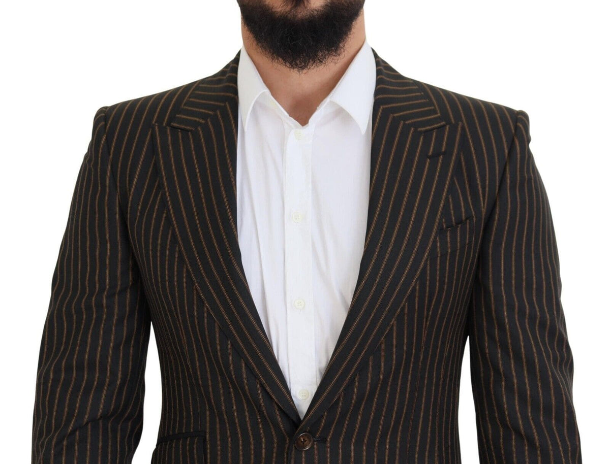 Dolce & Gabbana Elegant Striped Wool Blend Slim Blazer