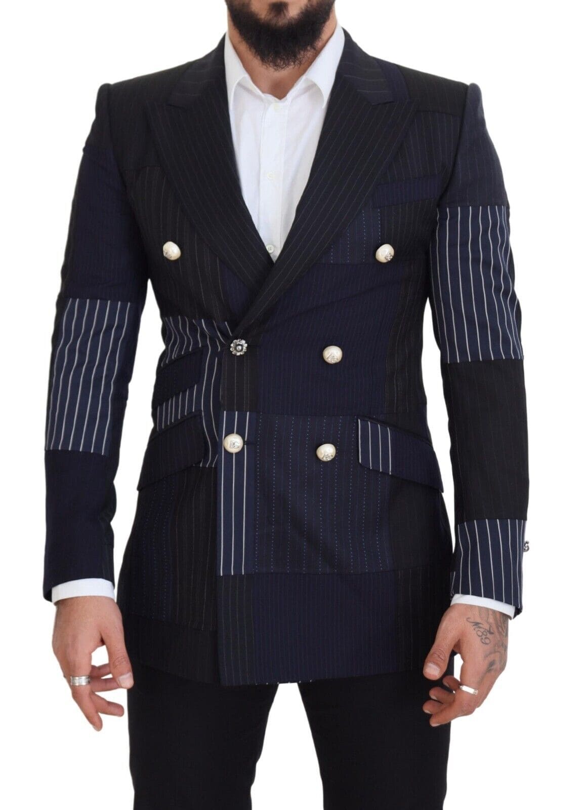 Blazer croisé en laine bleu marine élégant Dolce &amp; Gabbana