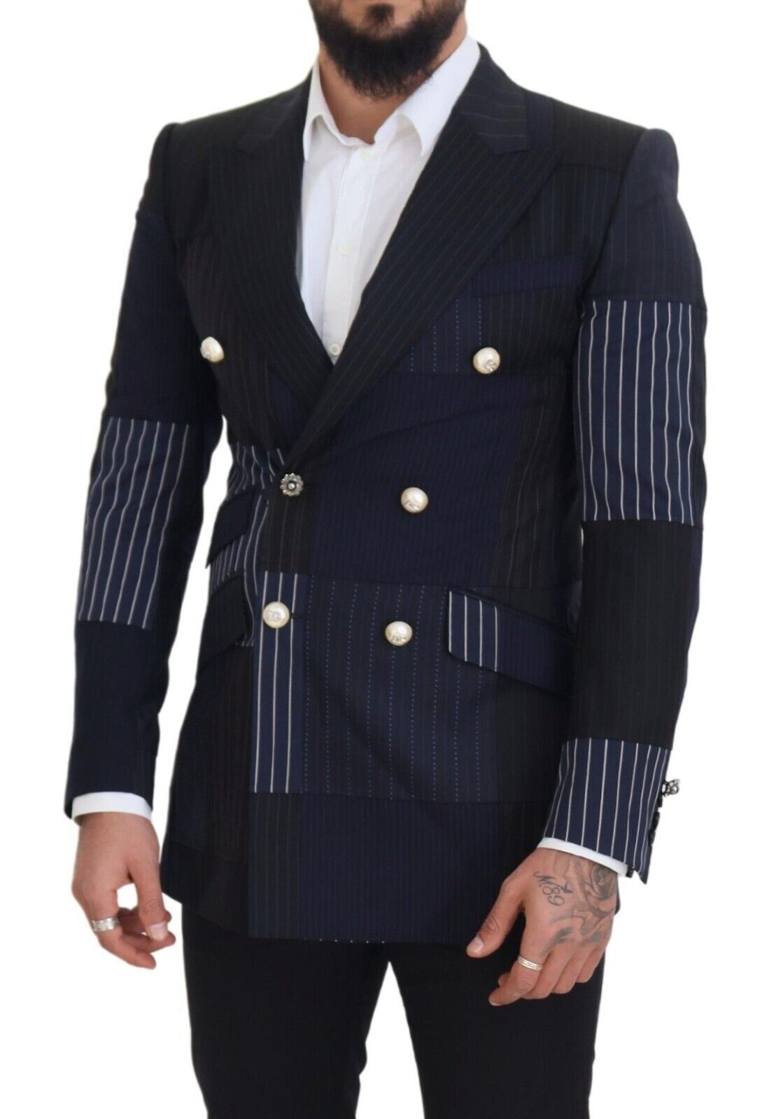 Blazer croisé en laine bleu marine élégant Dolce &amp; Gabbana