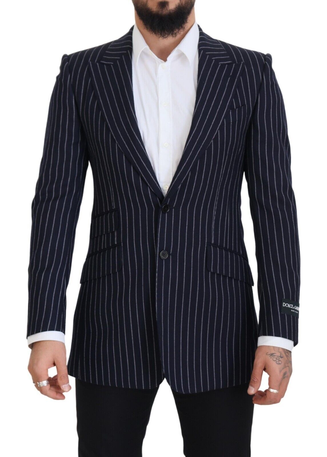 Blazer élégant en laine bleu marine coupe slim Dolce &amp; Gabbana