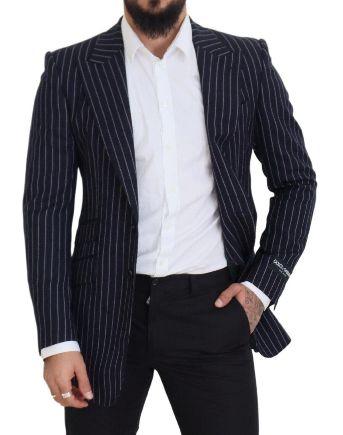 Blazer élégant en laine bleu marine coupe slim Dolce &amp; Gabbana